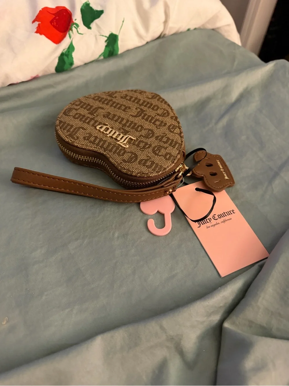 Juicy Couture Brown Heart Wristlet Coin Purse NWT